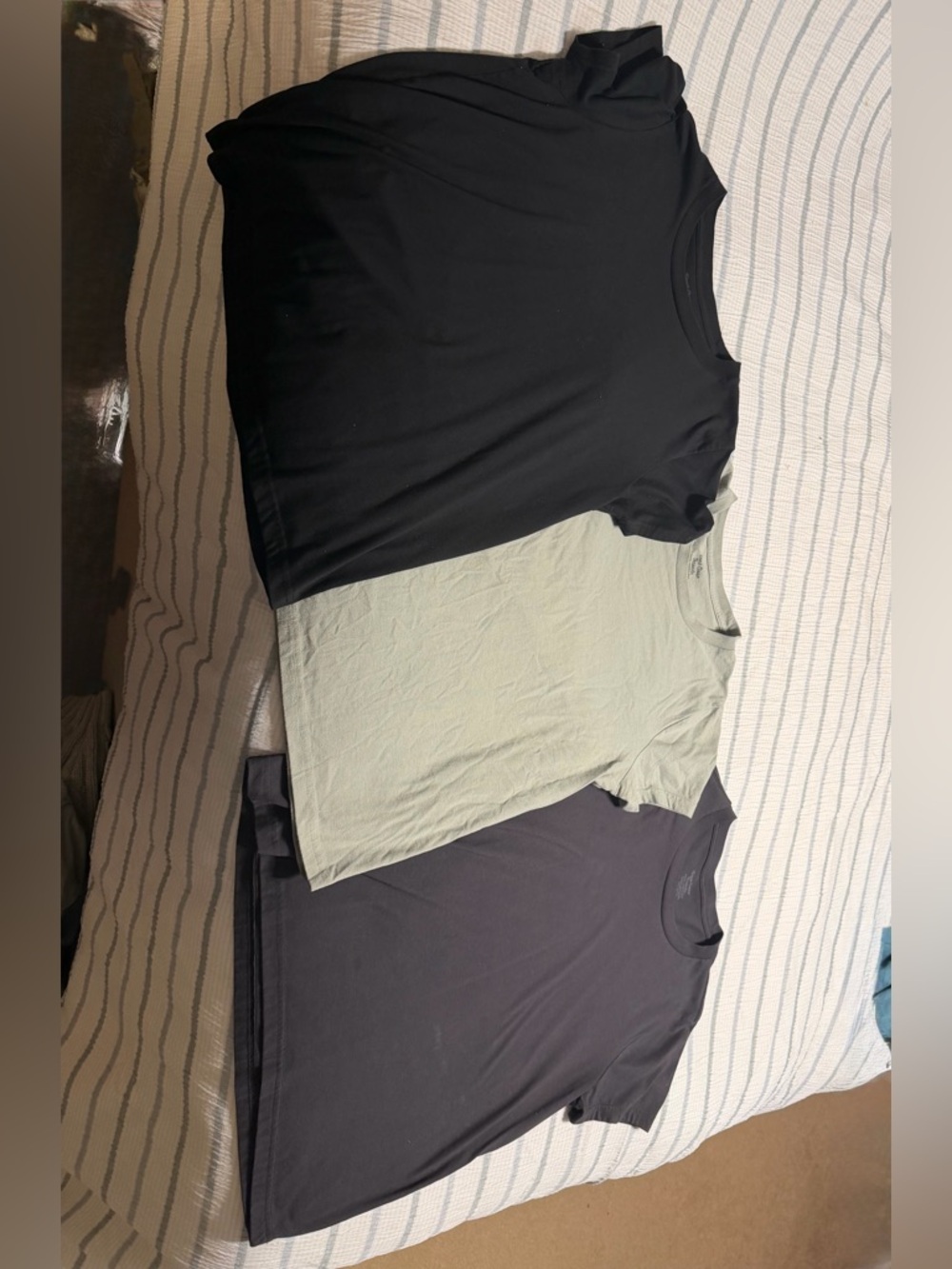 Fresh Clean Threads 3-Pack Basic Crewneck Tees - Black, Sage, Charcoal Navy